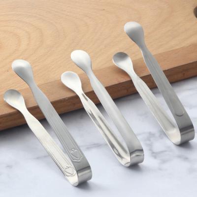 China Small Mini Stocked Stainless Steel Bar Ice Cream Tongs Coffee Sugar Tongs Clip for sale