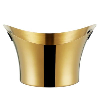 China Large Gold Stainless Steel Gold Stainless Steel Ice Bucket Viable Wine Beer Champagne Bucket For Bar Party for sale