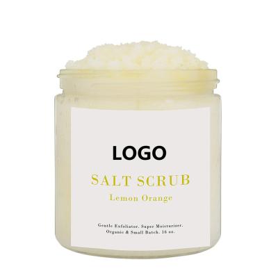 China Exfoliator Natural Exfoliating Private Label Lemon Orange Body Scrub Salt Scrub for sale