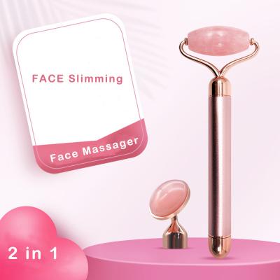 China Skin Rejuvenation 2 in 1 Electric Face Neck Massager Skin Rejuvenation Face Lift Beauty Stick Face Slimming Vibration Massager for sale