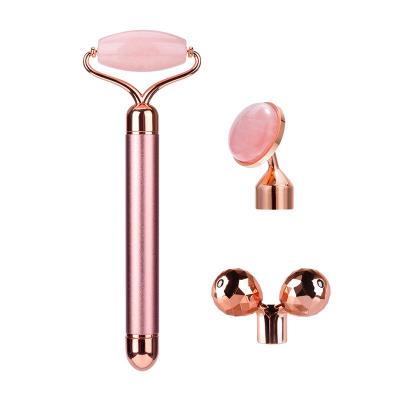 China Face Lift 3 in 1 Set Anti Aging Jade Roller Facial Beauty Massager 3d Electric Stick Face Lift Massager for sale