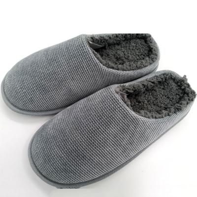 China Fashion Trend Corduroy Slippers Men's Winter Hot Selling Thick Fleece Striped Warming House Slippers For Men for sale