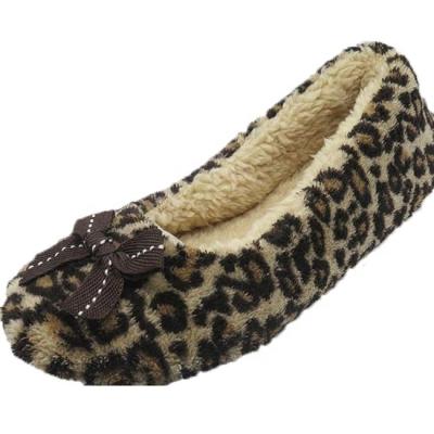 China New Fashion Breathable Leopard Style Soft Terry Women Ballerina Slippers Shoes for sale