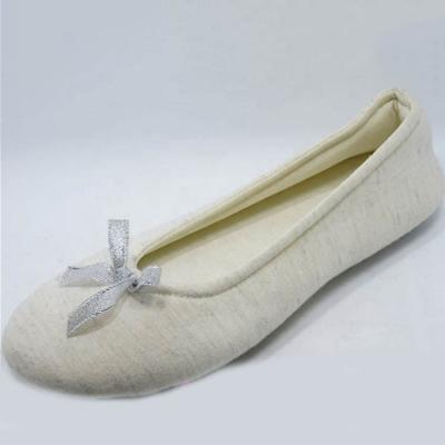 China Wholesale Simple White Lightweight Ladies Ballerina Cheap Home Slippers With Shiny Bow for sale