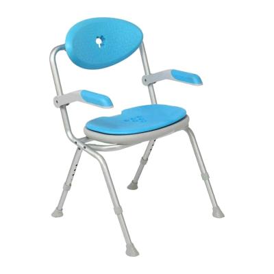 China PE+EVA Seat Folding Bathroom Shower Chair Height Adjustable Aluminum Bath Chair For Elderly And Disabled People for sale