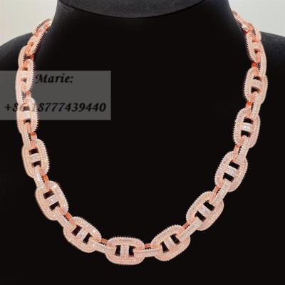 China Hiphop bussdown necklace iced out luxury cuban jewelry hip hop chain s925 moissanite cuban moissanite diamond for sale