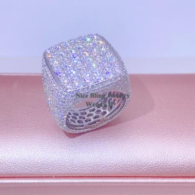 China Hiphop fine jewelry vvs moissanite iced out rings sterling silver men diamond hip hop ring for sale