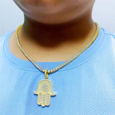 China Hiphop Crossover Diamond Honey Comb Setting Iced Out 925 Sterling Silver Two Tone Color VVS1 Moissanite Hamsa Pendant Necklaces for sale