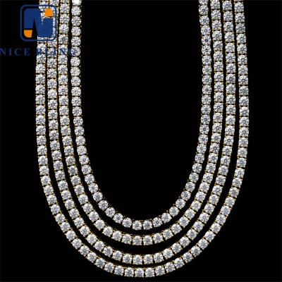 China Hiphop Wholesale CZ Tennis Chain Necklace Women Iced Out Zirconia Diamond Hip Hop Stainless Steel Tennis Chain Factory Price for sale