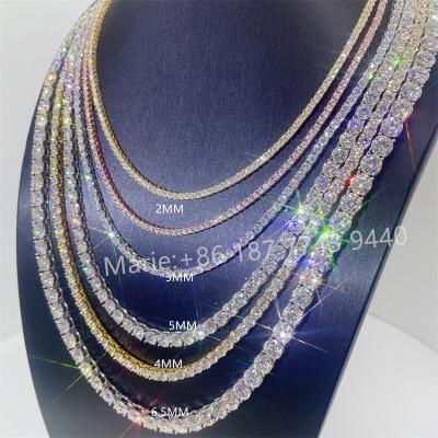 China Iced Out Bling Moissanite Diamond Tennis Chain Wholesale Price Hiphop 4mm Hip Hop 18K Gold Plating Diamond Necklace for sale