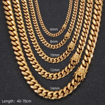 China Cheap Price Chain Men 6MM 8MM 10MM 12MM 14MM 16MM Hip Hop Cuban Link Hiphop Chains Necklace Chains Stainless Steel for sale