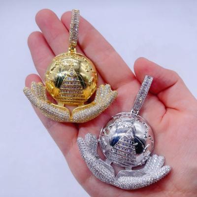 China Fashionable Wholesale Stylish Drop Shipping Iced Out Mens Shape 4MM Tennis Hip Hop Chain Iced Out Earth Pendant for sale