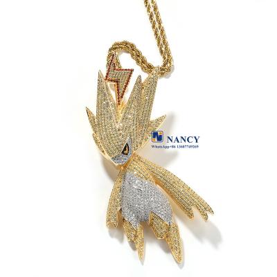 China Bling bling iced out hip hop jewelry iced out fashion 5A brass high quality luxury iced out custom cuban link pendants for sale