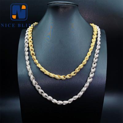 China Hiphop New Product Vvs Chain 925 Sterling Silver 8MM VVS D Color Iced Out Hip Hop Jewelry Moissanite Rope Chain for sale