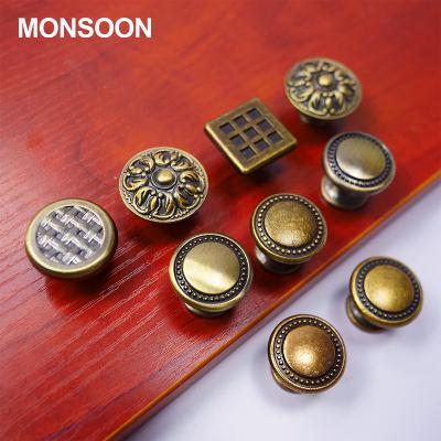 China MONSON Traditional Mini Brass Cabinet Door Knob With Brushed Surface Treatment Handle for sale