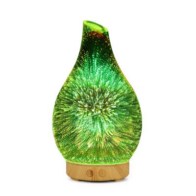 China 2021 rv 3d glass 7 colors fireworks pattern table type household oil diffuser essential oil lamp diffuser for sale