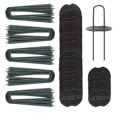 China Garden Worker Steel Lawn U Pins Dowels With Trim Plastic Garden Stakes Landscape Staples Dowel With Nail Trims for sale