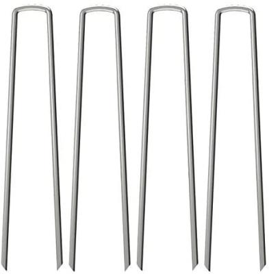 China Outdoor Half Green Turf Flat Surface Steel Peg U Pin Staple Fastening Pin for sale