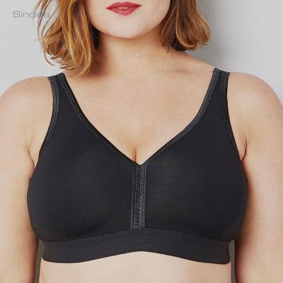 China Plus Size Sustainable Breast Large Cotton Soft Bra , Back Narrow Wireless Full Cup Minimizer Unlined Soft Bra for sale