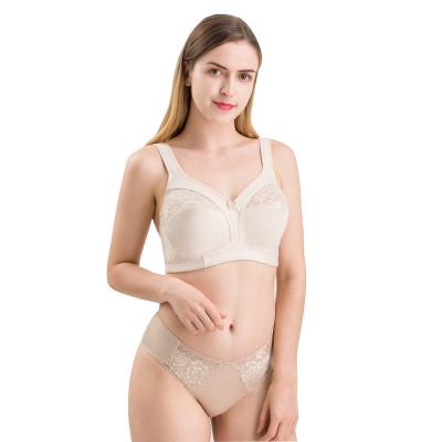 China Viable sexy see-through lace bra plus size back narrow adjustable radio lace cotton unlined soft bra for sale