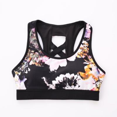 China Breathable Digital Print Plus Size Sports Bras Muti-Cross Sexy Removable Back Work Out Yoga Sports Bra for sale