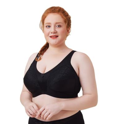 China Viable Plus Size V-Neck Bra The Large Summer Bra Full Coverage Back Breathable Wireless Deep Closure for sale