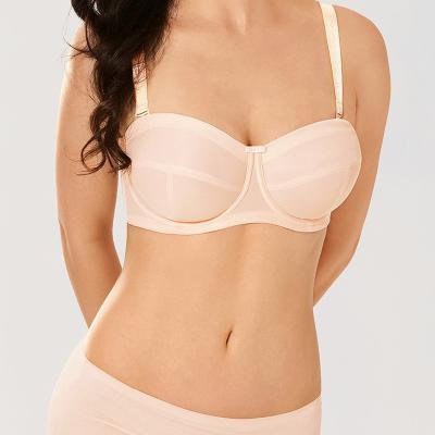 China Viable Plus Size Strapless Bra Sexy Breast Big Off The Shoulder Dress Underwire Unpadded Strapless Bra for sale