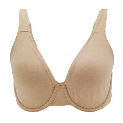 China Underwire Viable Unlined Cotton Plus Size Bra Full Figure Breathable Cotton Naked Back Narrow Bra for sale