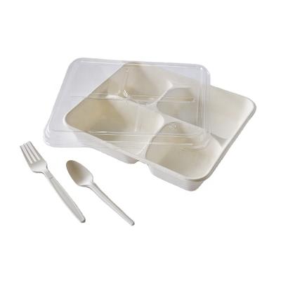 China Disposable Lunch Tray Biodegradable Bagasse Tableware Warmpack Compostable Sugar Cane Clamshell for sale