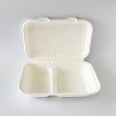 China Compostable Biodegradable in 90 Day 100% Biodegradable and Compostable 2 Compartment Take-Out Lunch Box for Food Packaging Use for sale