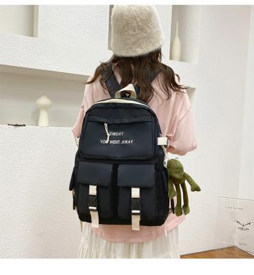 China Wholesale Waterproof Korean Style Nylon School Backpacks For College Girls Students Laptop Students Book Backpacks for sale