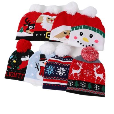 China COMMON Merry Christmas To My Friends Wish You Good Health Family Happiness Christmas Knitted Skullcap Friendly Hat for sale