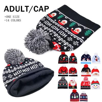 China High quality JOINT knitted knit beanie with pom Merry Christmas knit beanie personalized hat winter hats adults and children for sale