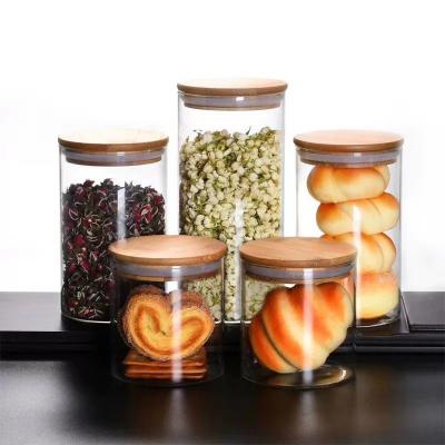 China High Borosilicate Kitchen Spice Jars Food Storage 350ml Airtight Food Pantry Cheap Glass Airtight Storage Jar With Lid for sale