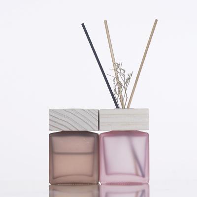 China Gift & Hot Selling Craft Frosted Square Empty Glass Diffuser Bottle Tubular Perfume Bottle Aroma Diffuser Bottle 150ml for sale