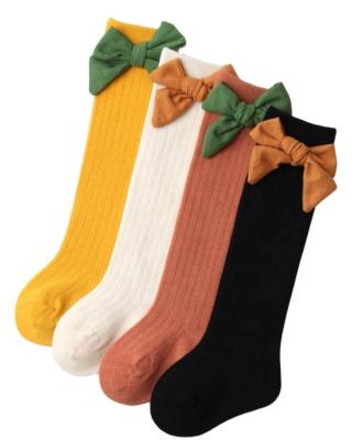 China Casual High Quality Combed Cotton Girl's Long Tube Bow Socks Bow Tie Socks for sale