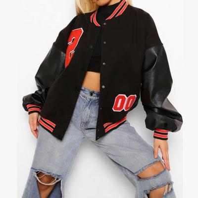 China Unisex Breathable Sports Heavyweight Oversized Sleeve Varsity Letterman Jacket Aplet Leather Bomber Jacket for sale