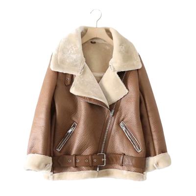 China Waterproof Stylish Faux Fur Collar Winter Motorcycle Leather Jacket Winter Motorcycle Leather Jacket Woman for sale