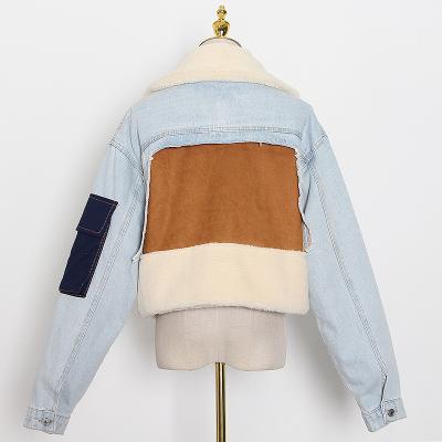 China Girls Jean Jacket Breathable Denim Collar Faux Fur Coat Outwear Winter Jackets With Fur for sale