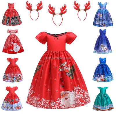 China Anti-wrinkle Kids Christmas Dress Print Runway Show Princess Skirt Performance Girls Skirt Factory wholesales Long for sale