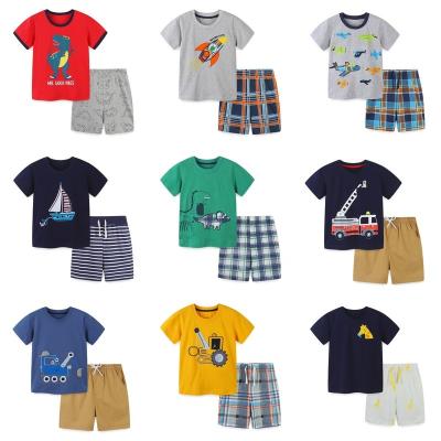 China Children's fashion cartoon clothing children's clothing casual kids boys summer dinosaur T-shirt shorts set 3-12 years old for sale