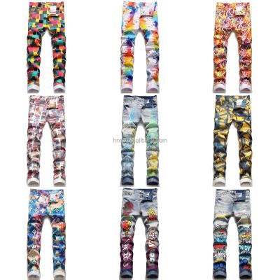 China 2022 New Design Personality QUICK DRY Jeans Fashion Graffiti Mens Jeans Manufacturers Direct Wholesale for sale