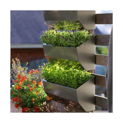 China Custom High Quality Outdoor Stainless Steel Wall Hanging Flower Pot & Planters For Verticlal Garden Wall Hanging Living Wall Planter Pot for sale