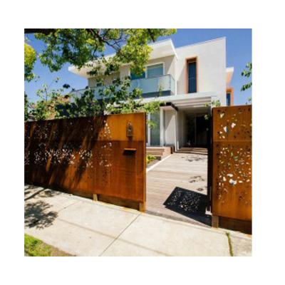 China Easily Assembled Metal Garden Fence Decoration Rust Corten Iron Fence Laser Cutting Residential Iron Steel Gates and Gates for sale