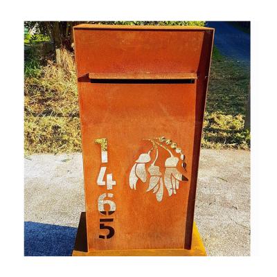 China Custom Made Vertical Steel Parcel Mailbox Drop Box Corten Stainless Steel or Galvanized Sheet Parcel Design Wall Mounted Mailbox for sale