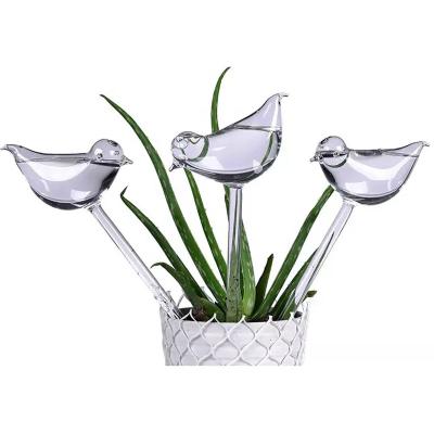 China Garden Tools Birds Design Plant Self Waterer Bulbs Clear Glass Plant Watering Globes for sale