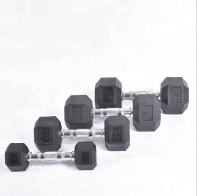 China Hot Sale Rubber Dumbbell Durable Quality Coated Hex Dumbbell Rubber Dumbbell Color: Black for sale