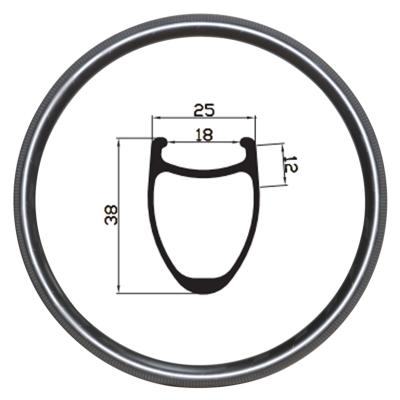 China Road Bikes GoFast 700c Carbon Rims Road Bicycle 25mm Width 38mm Depth Anvil Tubeless Ready Disc Brake 16 36 H Carbon Bike Rims for sale