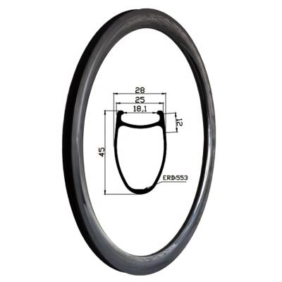 China Road Bikes GoFast Bike Rim 700C Carbon Fiber Bike Wheel 45mm Depth Full Width 25mm Width Carbon Rim For Road Bicycle for sale