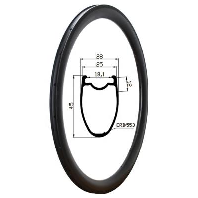 China Road Bikes GoFast 25mm OEM Factory Light Carbon Rims 45mm Road Bicycle 36 Hole Carbon Rim Disc Tubeless Width Carbon Road Bike Rims 700c for sale